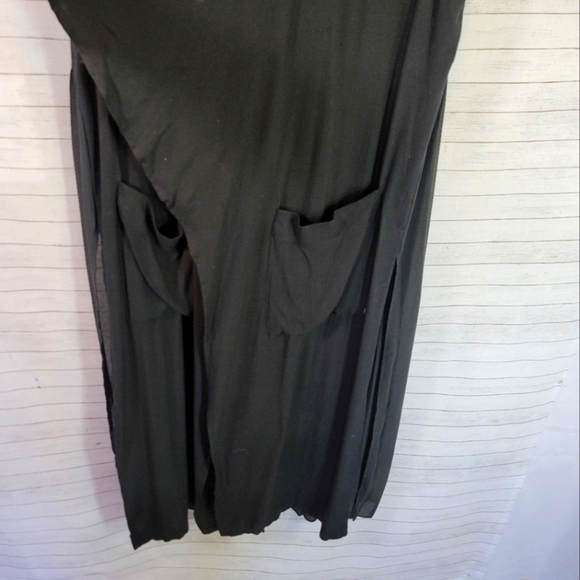 LUSH SLEEVELESS SHEER BLACK DUSTER W FRONT POCKETS, SZ MEDIUM - Picture 6 of 13